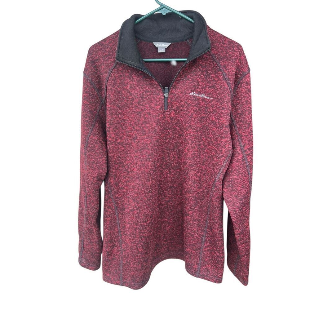 Eddie Bauer Men's Large Radiator Fleece 1/4-Zip Pullover maroon cozy